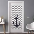 thumbnail image 3 of Non-Adhesive Static Cling Window Tint, Black Nautical Anchor Window Privacy Film Frosted, Gray Stripe Modern Wavy Lines Insulated Windows Frosted Films for Living room, 35.4 x 78.7 Inches, 3 of 9