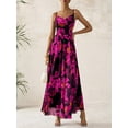 thumbnail image 2 of Vestido largo floral BTFBM con tirantes finos, negro con rosa - L, 2 of 8