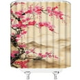 thumbnail image 2 of AMFD Asian Art Shower Curtain Cherry Blossom Japanese Oil Painting Chinese Style Floral Rustic Farmhouse Bathroom Curtains Decor Fabric Set Include Hooks,(67"" Wx70 H), Black Brwon, 2 of 6
