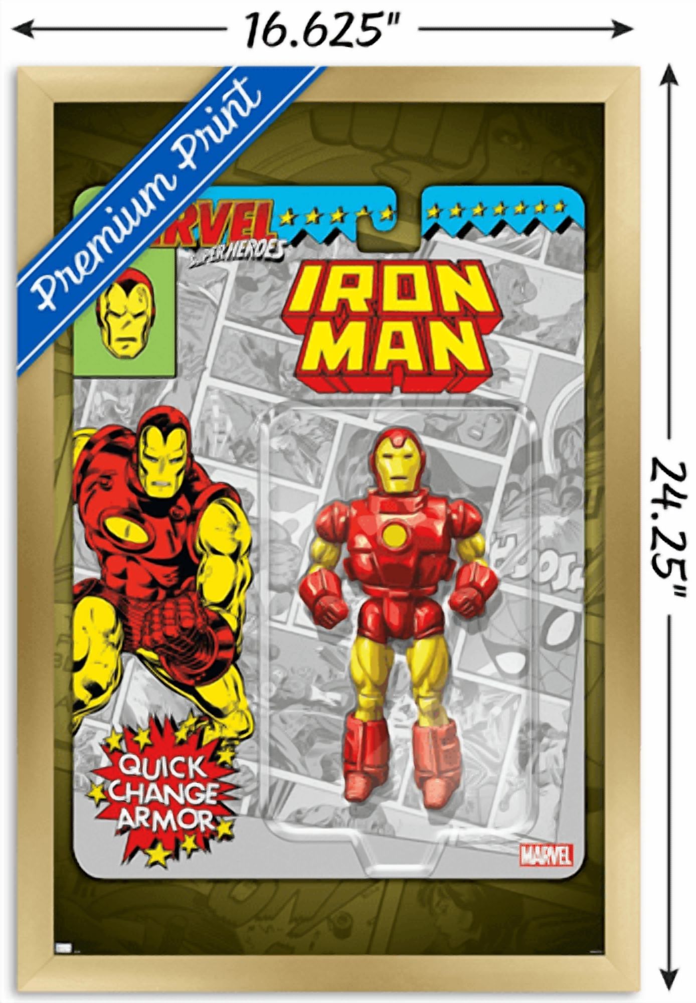 Marvel Toy Vault - Iron Man Wall Poster, 14.725" x 22.375" Framed