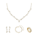 thumbnail image 1 of "Kit 4 Pz Joyería Juego De Collar Pulsera Pendientes Y Anillo Para Novia Mujer Lab.G Color Oro plata ", 1 of 5