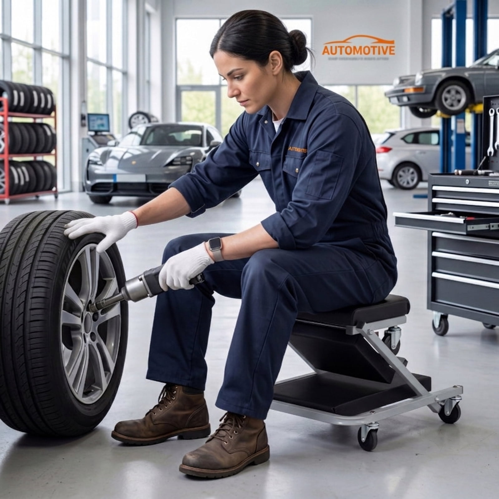 Biotree 36" 2-in-1 Mechanic Creeper and Z-Seat 330 LBS, Rolling Auto Repair Creeper with 6 Swivel Casters and Faux Leather Padding, Black and Gray