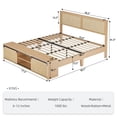 thumbnail image 2 of Jojoka King Size Boho Rattan Bed Frame with LED Headboard, Sliding Barn Door Storage Cabinet, Solid Wood Legs & Slats, No Box Spring Needed, Farmhouse Platform Bed, 2 of 7