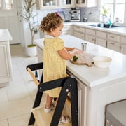 HARPPA Foldable Toddler Kitchen Tower, Standing Tower for Kids Age 1.5-6 Years, Black