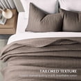 thumbnail image 3 of EVERGRACE Cotton Sateen Quilt Set Queen Size, Pre-Washed Cotton Channel Stitch Coverlet Bedspread, 3 Pieces Lightweight Soft Bedding Sets for All Season, with 2 Pillow Shams, Mocha Brown, 3 of 8