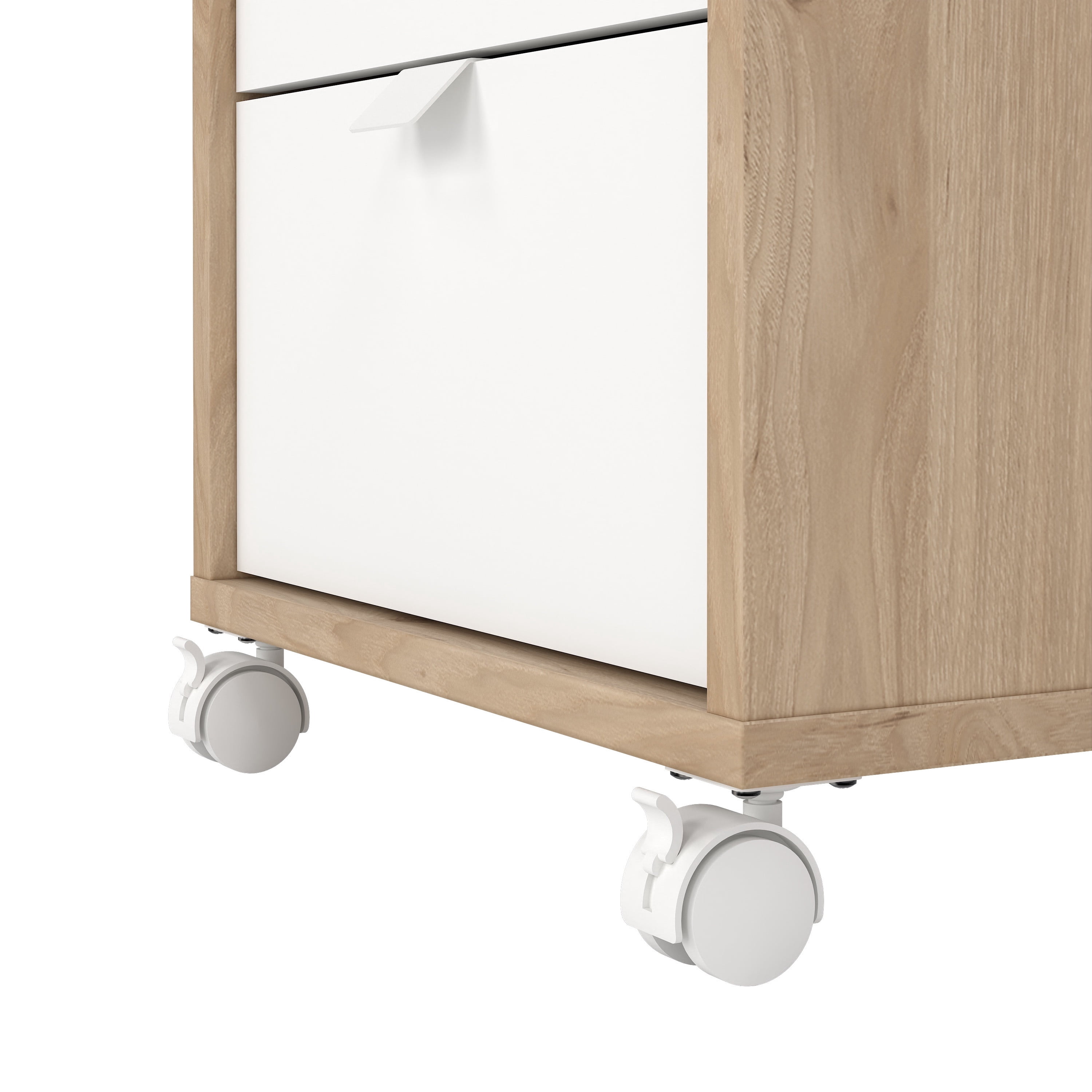 Tvilum Sign 3-Piece Home Office Set with Desk, Tall Bookcase and Mobile Storage, Jackson Hickory and White