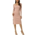 thumbnail image 2 of MODA NOVA Juniors Square Neck Long Sleeve Slim Fit Ribbed Knit Bodycon Midi Sweater Dress, 2 of 6