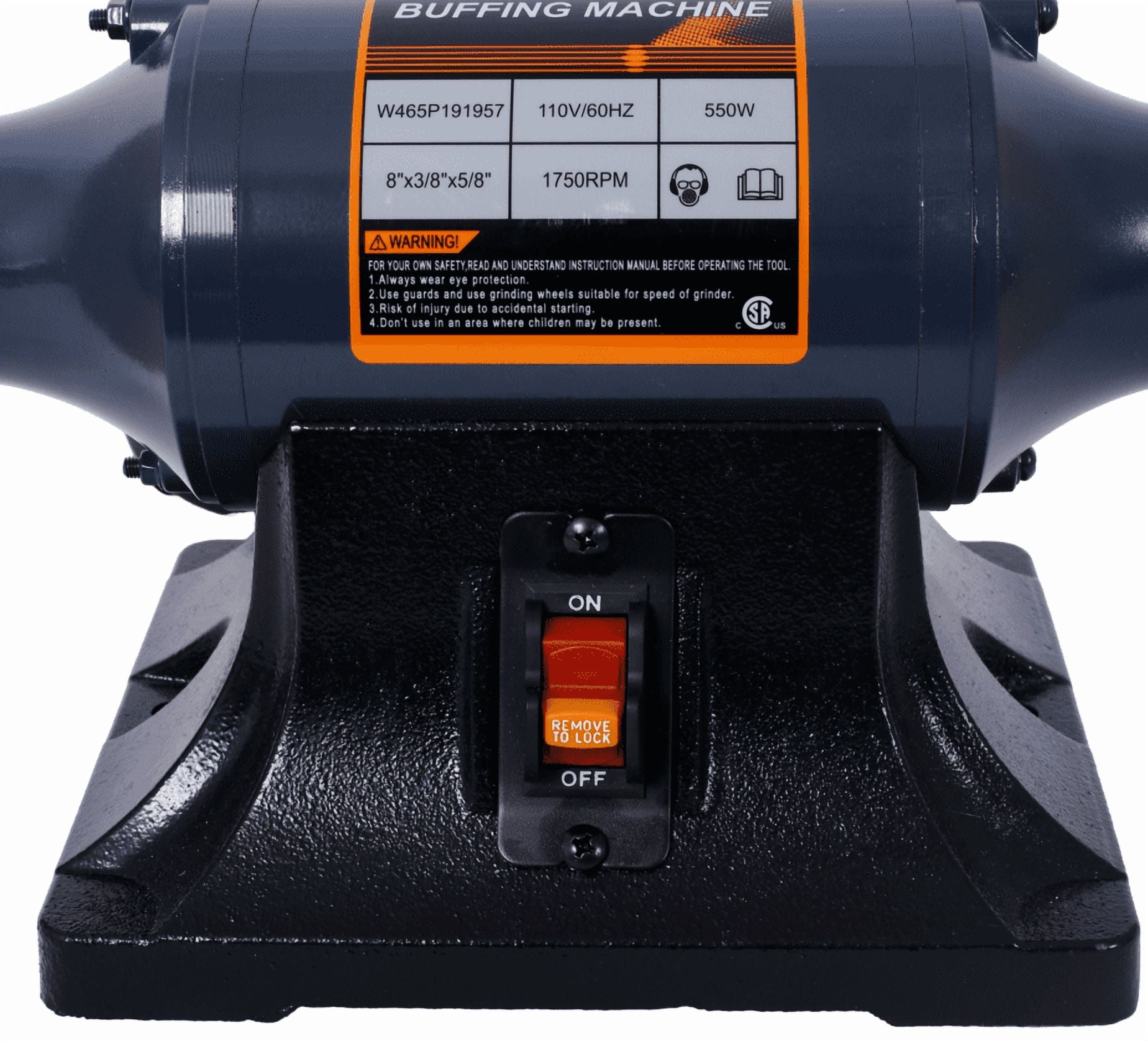 8-Inch Electric Polisher Buffer, 4-Pole Motor, 4 Buffing Wheels, CSA