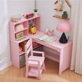 thumbnail image 1 of Para niños' de esquina escritorio y chair set con estante y cloth cajón, suitable para ages 3 to 8, 1 of 7