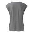 thumbnail image 5 of Gray Women's Short Sleeve T-shirt, Women Cap Sleeve Summer Casual Tops V Neck Solid Color Casual Shirts Loose Fit Blouse,Women's Short sleeve T-shirt XXL, 5 of 5