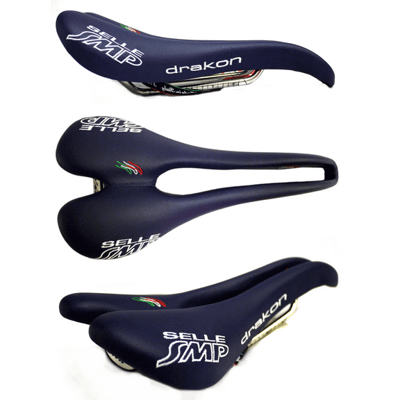 Selle SMP Drakon Saddle Blue Road Sport Comfort Bike Seat w/ Steel Rails