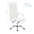 thumbnail image 3 of Leather Office Desk Chair, High back Ribbed Executive Modern Conference Room Chairs with Arms Task Chair Adjustable Swivel Chair for Home Office, White, 3 of 7