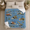 thumbnail image 5 of Construction Vehicle Playful Cartoon Pattern, Festive Holiday Scene, Warm Flannel Blanket for Living Room and Family Room, Art Lovers Housewarming Gift, Festive Home Decor, 5 of 9