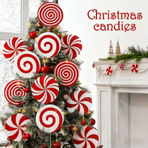 Christmas Decorations For Indoor Christmas Trees,4 Pcs Large Red White Peppermint Lollipop Christmas Picks for Tree,for Xmas Tree Topper Home Office Holiday Party