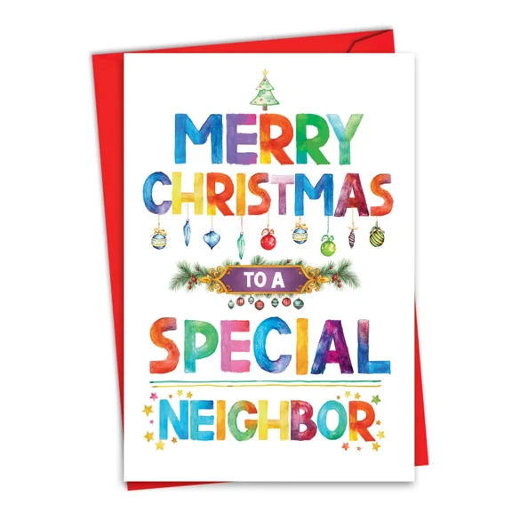 FORGE- 1 Christmas Greeting Card W/ Envelope - Happy Holidays Special Neighbor Holiday