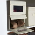 thumbnail image 3 of Household Essentials Small Drop Front Shoe Box 2 Pack, Shoe Organizer with Clear Front Panel, Sturdy with Soft Poly-Blended Linen, Beige, 3 of 10