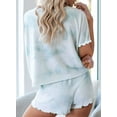 thumbnail image 4 of Women Tie Dye Pajamas Set Short Sleeve & Sleeveless Tops with Shorts Loungewear Sleepwear Pjs, 4 of 4