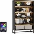 thumbnail image 4 of 5-Tier Tall Bookshelf with LED Lighting - 529lb Capacity, Anti-Tip Kit & Adjustable Feet, for Living Room/Home Office/Library, 4 of 6