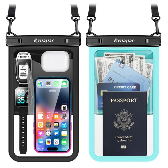 Funda para teléfono Rynapac, funda impermeable de 10 pulgadas con cordón, paquete de 2