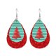 thumbnail image 1 of Pendientes de traje de cuero con copos de nieve navideños Pendientes de cuero con gotas de agua a cuadros rojos Joyas navideñas Opción de regalo versátil, 1 of 6