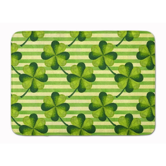 Watercolor Shamrock Stripes Machine Washable Memory Foam Mat