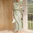 thumbnail image 4 of GZWYHT Dresses for Women 2025,Prom Dresses Women's Satin Dress Elegant Sleeveless Mock Neck Cocktail Party Maxi Dresses Formal Dresses,Graduation Dress,Green 2 Dress,Party Dresses S, 4 of 9
