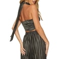 thumbnail image 6 of Coduop Women's 2 Piece Clothes Sets Sleeveless Mini Vest Crop Top + High Waist Wide Leg Pants, 6 of 7