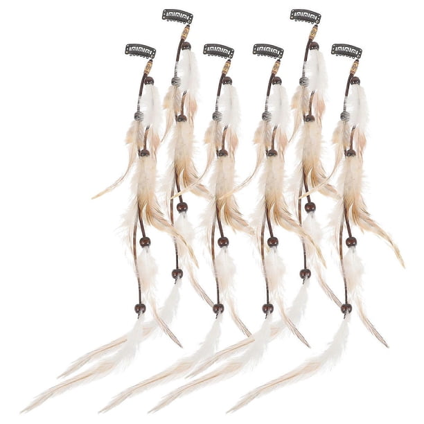 6pcs Ethnic Plume Headdress Indian Hair Accessories Hair Clip Extensions for Women