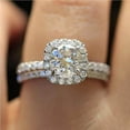 thumbnail image 4 of Round Diamond Ring Set Elegant Bridal Exquisite Multipurpose Lady Accessories Engagement Wedding Band Ring Set Anniversary Gift Type 2, 4 of 9