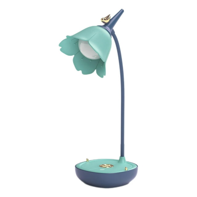 Lámpara de mesa ajustable y bonita, recargable por USB, para leer libros, mesita de noche, LED azul nuevo