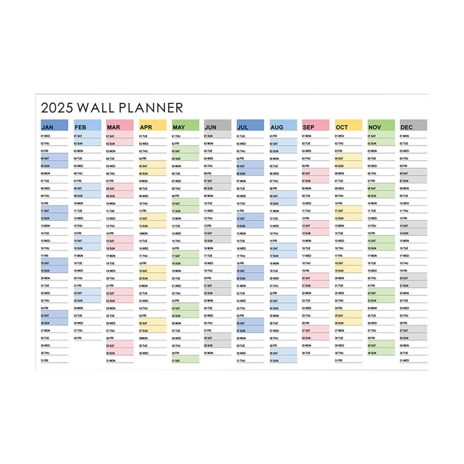 Zhourta 2025 Wall Planner Poster Foldable Calendar with Color