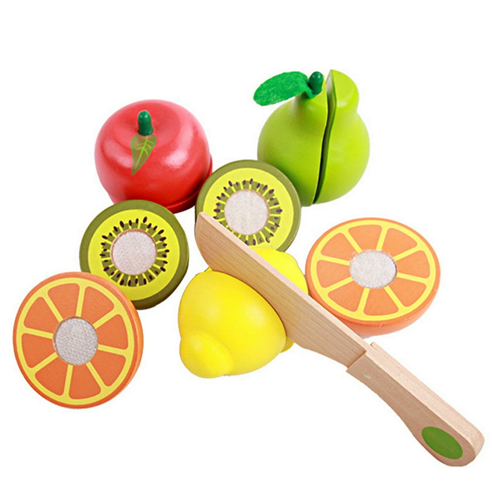 Wooden Fruit Cutting Toy Set of 5Pcs Prentend Kitchen Cooking Play Toys