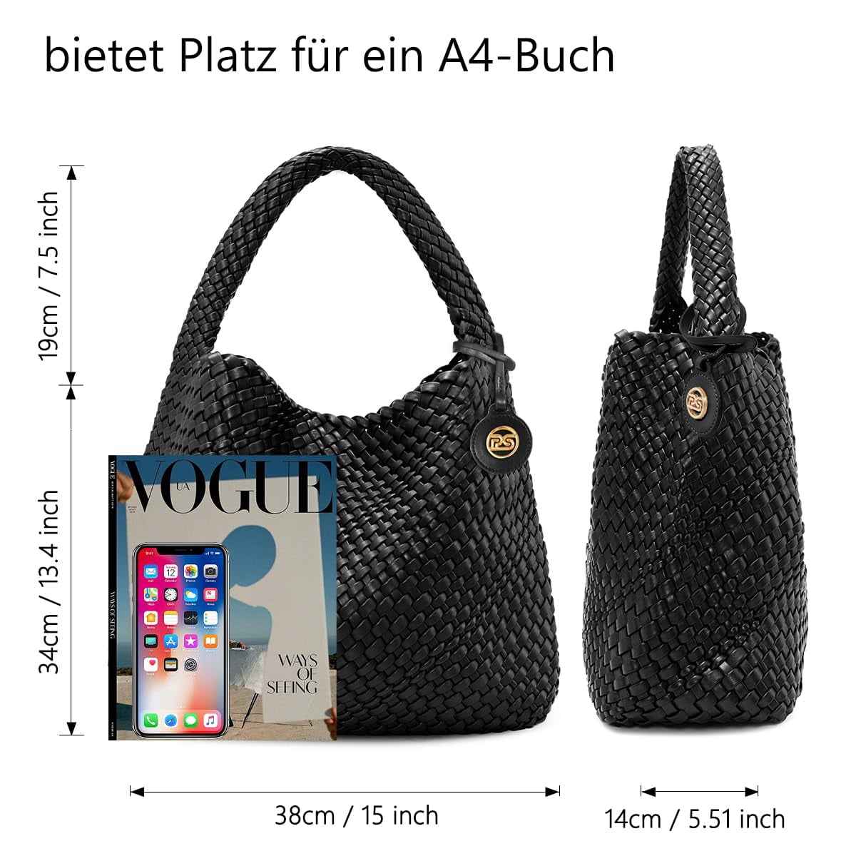 Woven Tote Bag for Women Large Woven Purse Woven Leather Handbags Braided Purse Weave Purse with Top Handle Hazel
