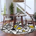 thumbnail image 3 of Yellow Black Geometric Round Area Rug 5Ft Washable Circle Rugs for Living Room Bedroom, Abstract Art Modern Line Non-Slip Carpet Floor Mats Indoor Outdoor Carpet Runner Aesthetic Home Decor, 3 of 8