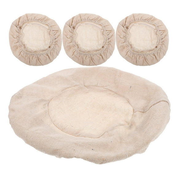 TEHAUX 4-Pack Bread Basket Liners Cotton Linen Fabric Proofing Basket Liners for Baking and Serving
