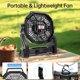 thumbnail image 5 of Ventilador portátil recargable para acampar Eloslos de 10 pulgadas con linterna LED, 5 of 5