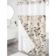 thumbnail image 3 of No Hook Shower Curtain with Snap-in Liner, Brown Beige Botanical Waterproof Fabric Bathroom Curtains, Rustic Country Spring Floral Summer Leaf Bath Curtains & Mesh Top Window 54"x78", 3 of 9