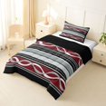 thumbnail image 2 of jejeloiu Bold Striped Twin Comforter Sets,Fiesta Print Bedding Set For Boys,Red Gray,Black Reversible,2 Pieces,1 Comforter and 1 Pillowcase, 2 of 7