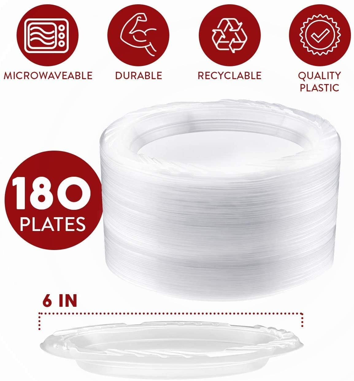 6 Inch Disposable Clear Plastic Plates In Bulk By Framo for Party and