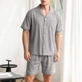 thumbnail image 6 of KyCheLot Men's 2 Piece Pajama Sets Lapel Collar Button down Short Sleeve Shirts and Shorts Comfy Loose Sleepwear, 6 of 8