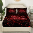 thumbnail image 3 of Erosebridal Red Motorcycle Bed Sheets Set Twin Size, Futuristic Geometry Bed Sheets Twin, Teens 3 Pieces, 3 of 7