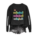 thumbnail image 2 of Uootdi Game Day Womens Sweatshirts Crew Neck Long Sleeve Football Stitch Colorful Volleyball Text Print Sweatshirt for Women Loose Fit Dressy Womens Tops, 2 of 8