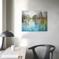 thumbnail image 3 of JEUXUS Turquoise Abstract Wall Art Hand Painted Modern Textured Oil Painting on Canvas, 3 of 4