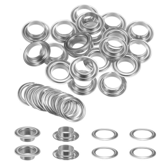 20Set Grommets Eyelets with Washers 12mm Copper Metal Eyelets Kit for Curtain Tarps Leather Bag DIY, Silver Tone