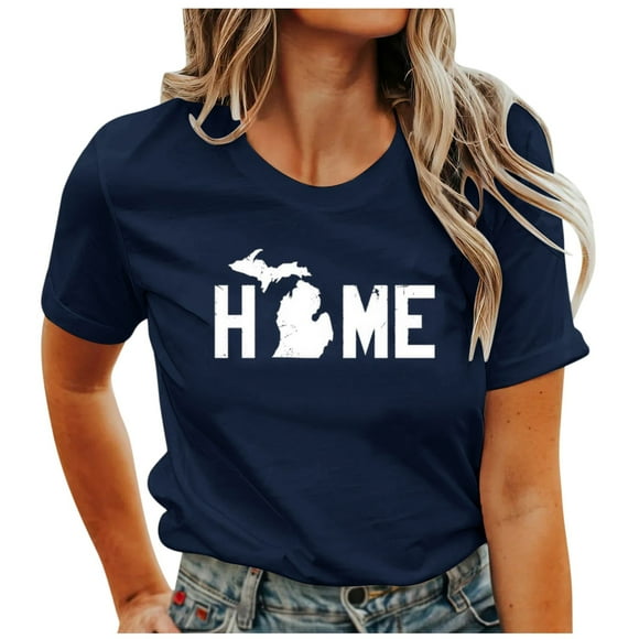 YDLCAFD Woman Summer Tops Womens Crew Neck Letter Printed Short Sleeve O Neck T Shirt Top Nike Shirts for Women Asymmetrical Tops Women