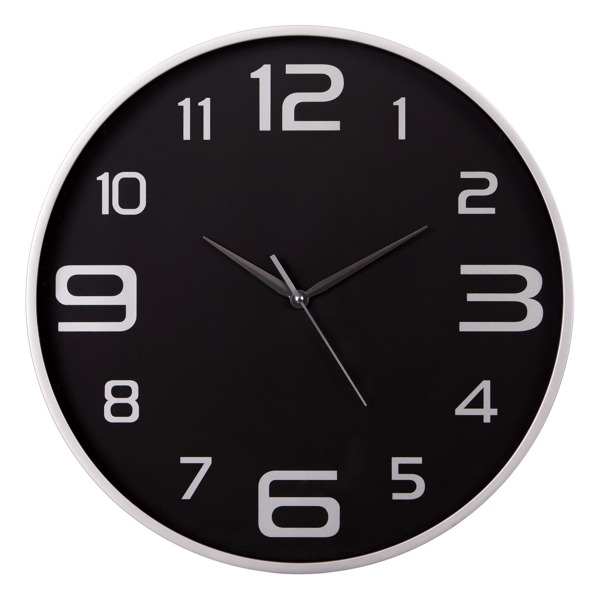 Patton Wall Decor 18" Silver and Black Modern Wall Clock
