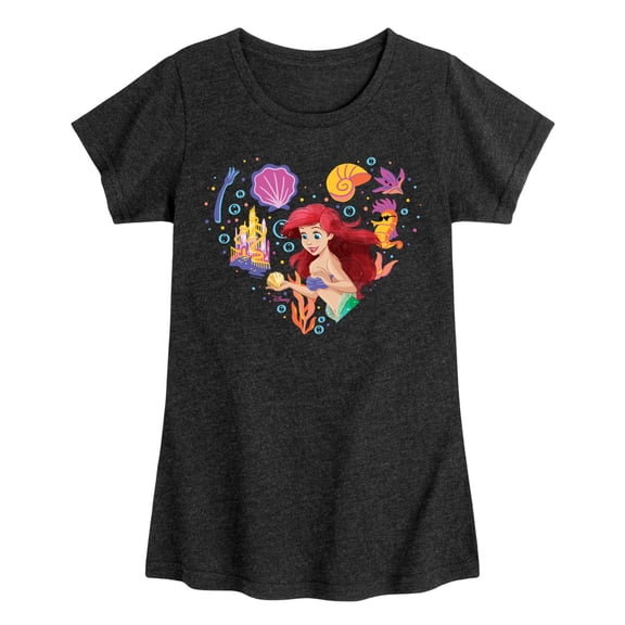 Disney Princess - Ariel Heart - Youth Girls Fitted Short Sleeve T-Shirt