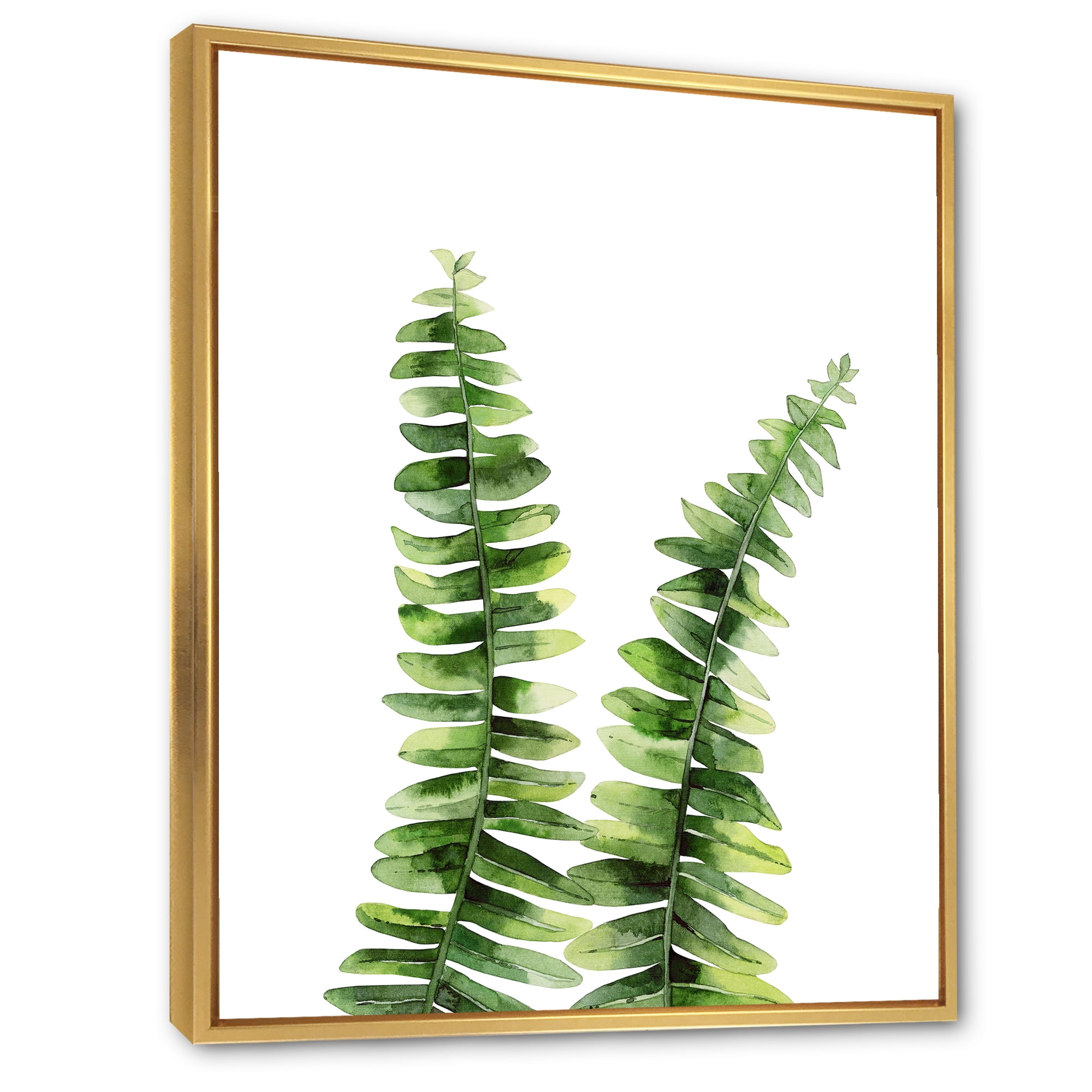 Designart 'Fern Plant Leaves Detail V' Tropical Framed Canvas Wall Art Print