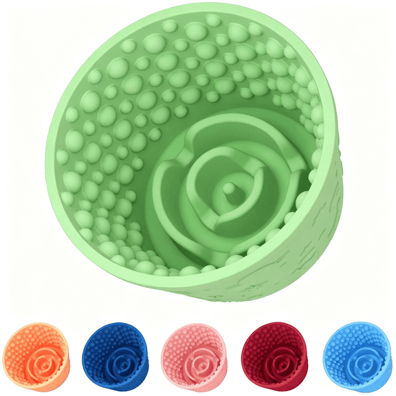 ACDANC Dog Slow Feeder Lick Bowl, Non-Slip Dog Licking Treat Dispenser, Slow Feeder Bowls for Small Medium Large Breed Dogs, Anxiety Relief & Anti-Choking, Bpa Free Silicone (Green, 1.6 Cup)