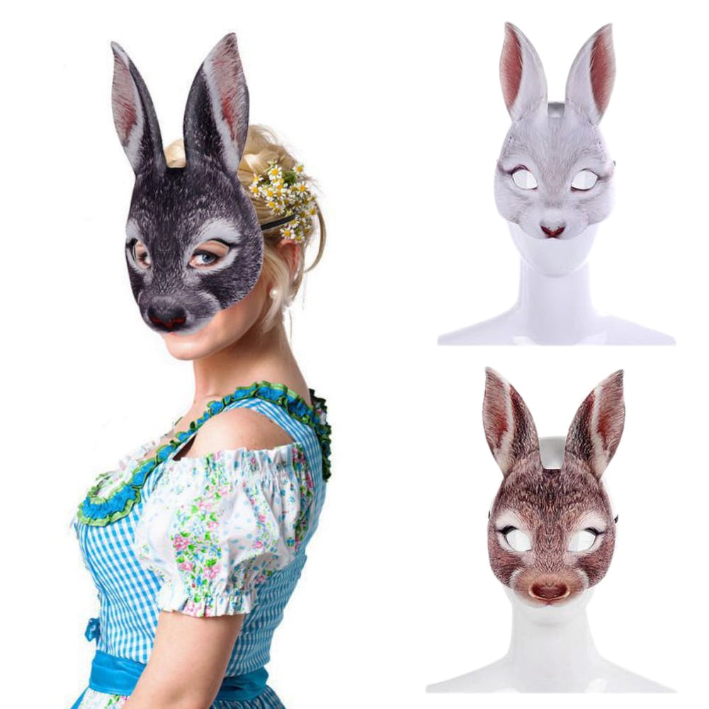 Lovebay Women Men Half Face Ribbit Mask Halloween Cosplay Animal Party  Masquerade Carnival Masks Props 